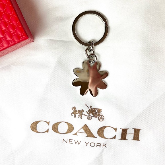 NWOT COACH Pink Enamel Daisy Fob Key Ring #7355 - Picture 2 of 2